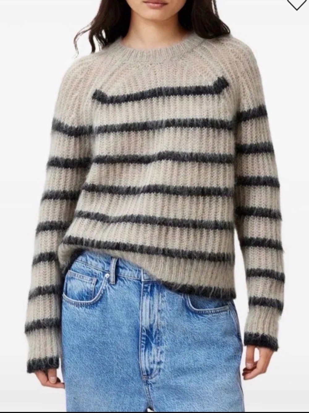 AllSaints Women's Riga Striped Sweater, a cozy brushed mohair-blend